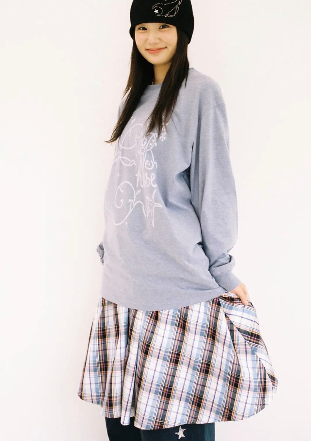 웹하우스 체크 트위스터 스타 스커트 - 블루 상품이미지2