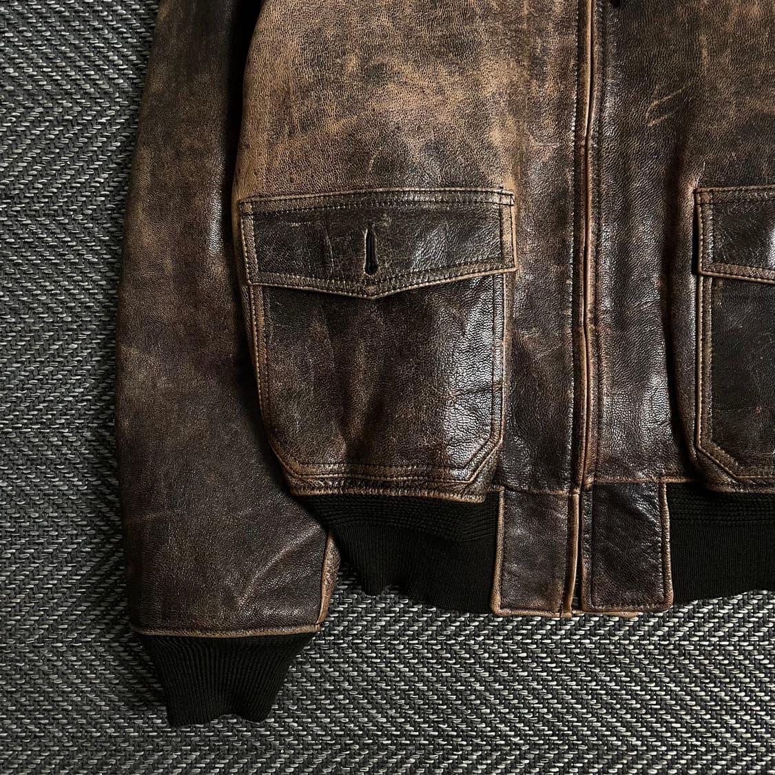 USA 밀리터리미군 오리지날 g-1 플라이트 에이징 레더 자켓y 2931 상품이미지3