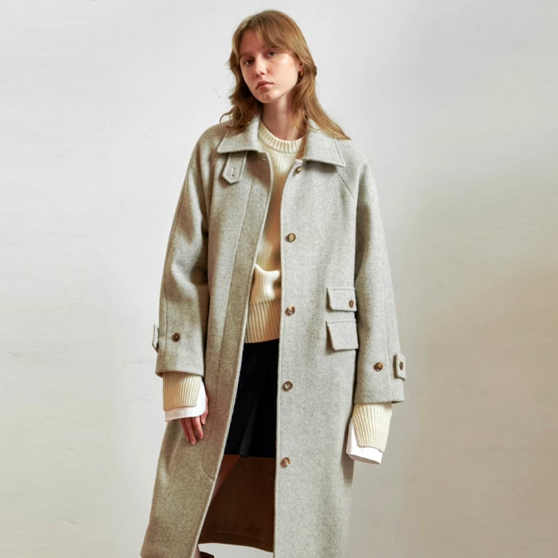 유메르(UMER) 잉글랜드 알파카 헤링본코트 프리사이즈 상품이미지3