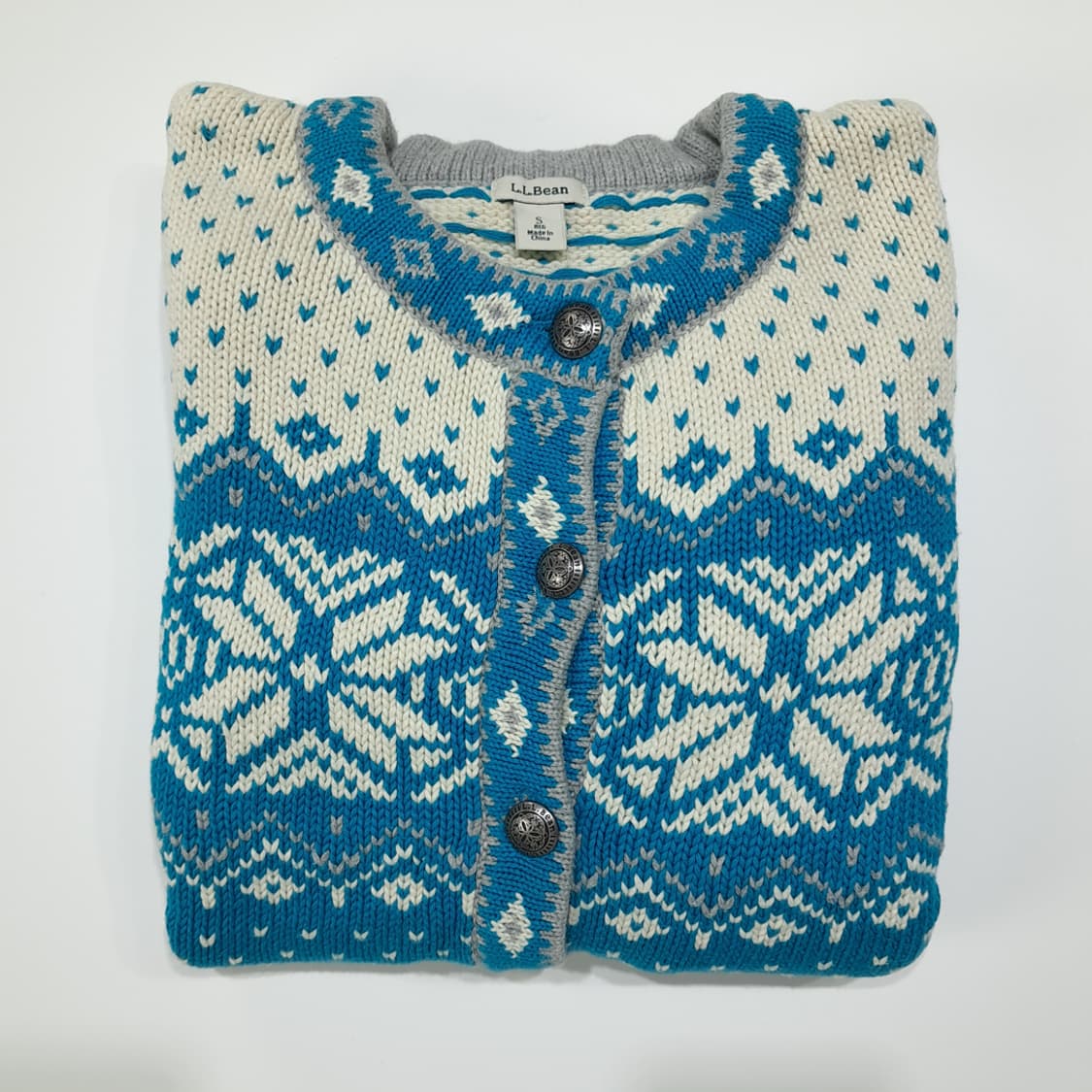 CL312 S 엘엘빈 90s 코튼 노르딕 버드아이 니트 가디건 상품이미지7