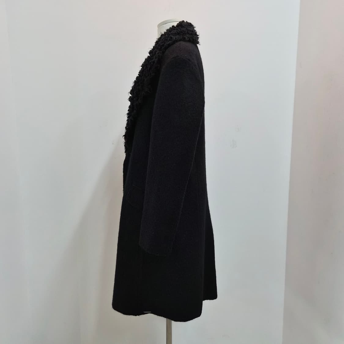 디젤 울100 블랙 셰어링 라펠 롱코트 상품이미지2