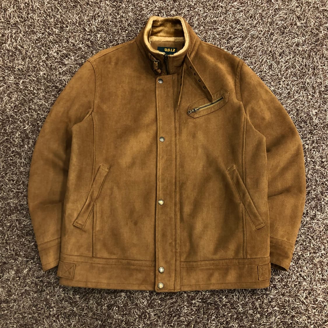 UGIZ 스웨이드 브라운 퍼 무스탕 자켓 상품이미지1