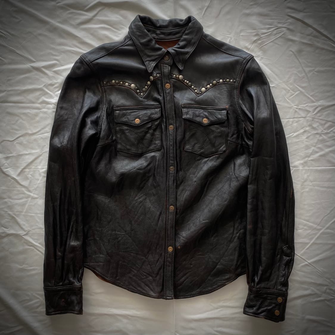 ‘Unknown’ Back Cross Leather jacket 상품이미지2