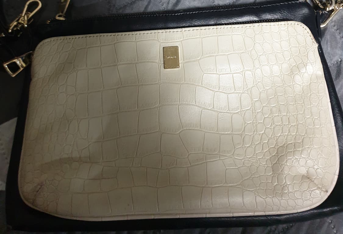 엘레강스 파리  빈티지 크로커다일 배색 크로스백 (아이보리 블랙) 상품이미지2