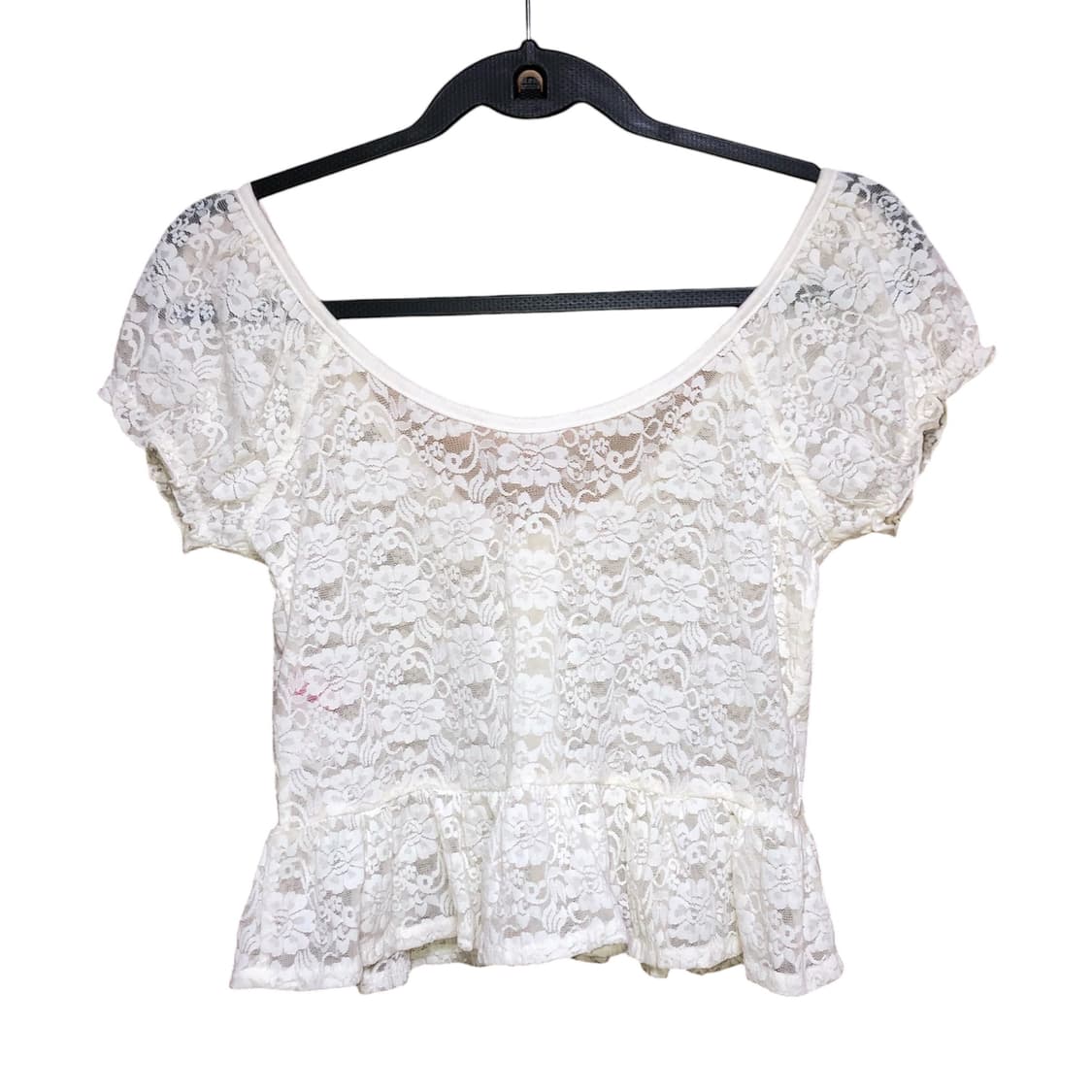 레이스 시스루 클리어 버튼 퍼프 페플럼 크롭 탑 가디건 페어리 달천 상품이미지4