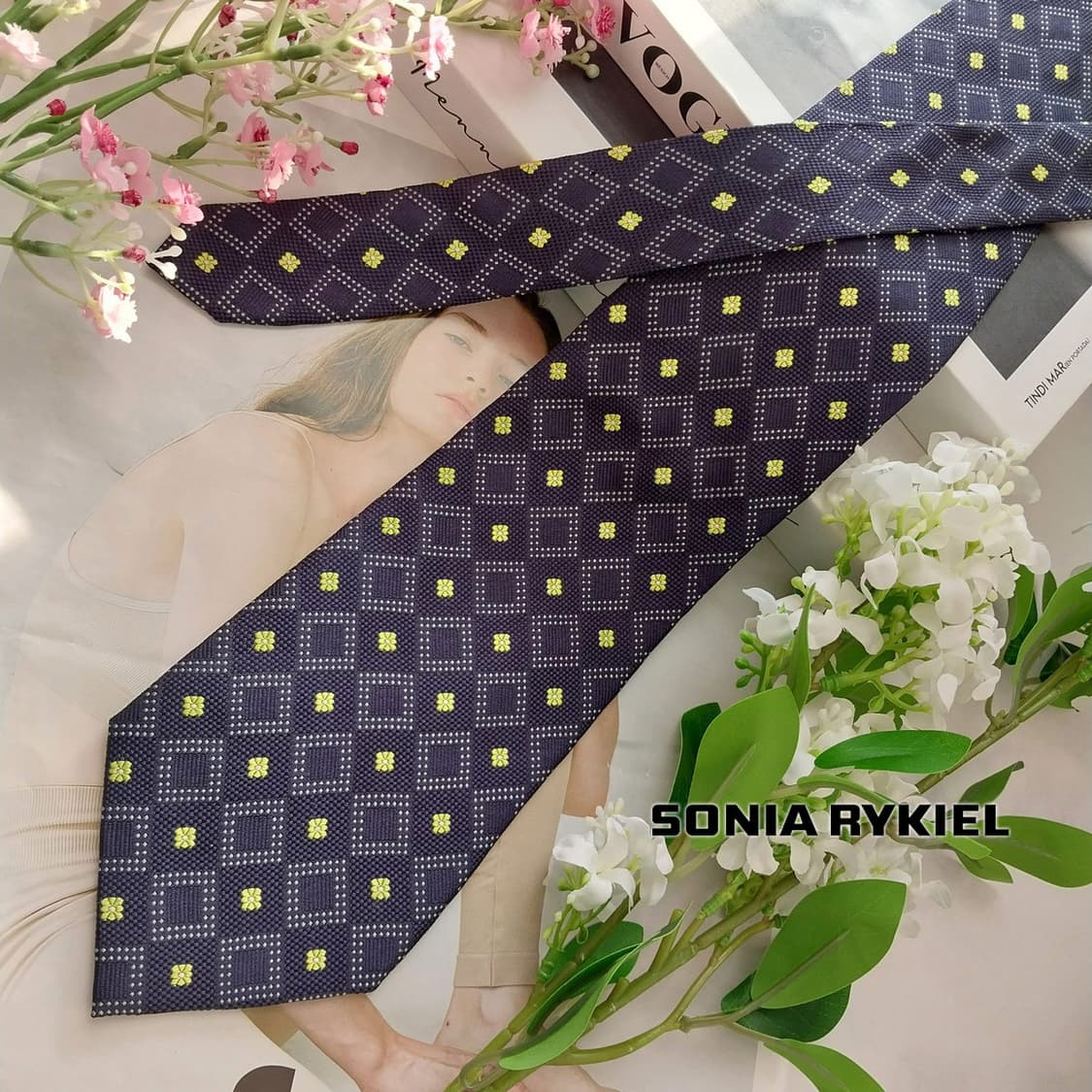 소니아 리키엘 실크 미니 지오메트릭 넥타이 10cm A+등급 K1598
 상품이미지1