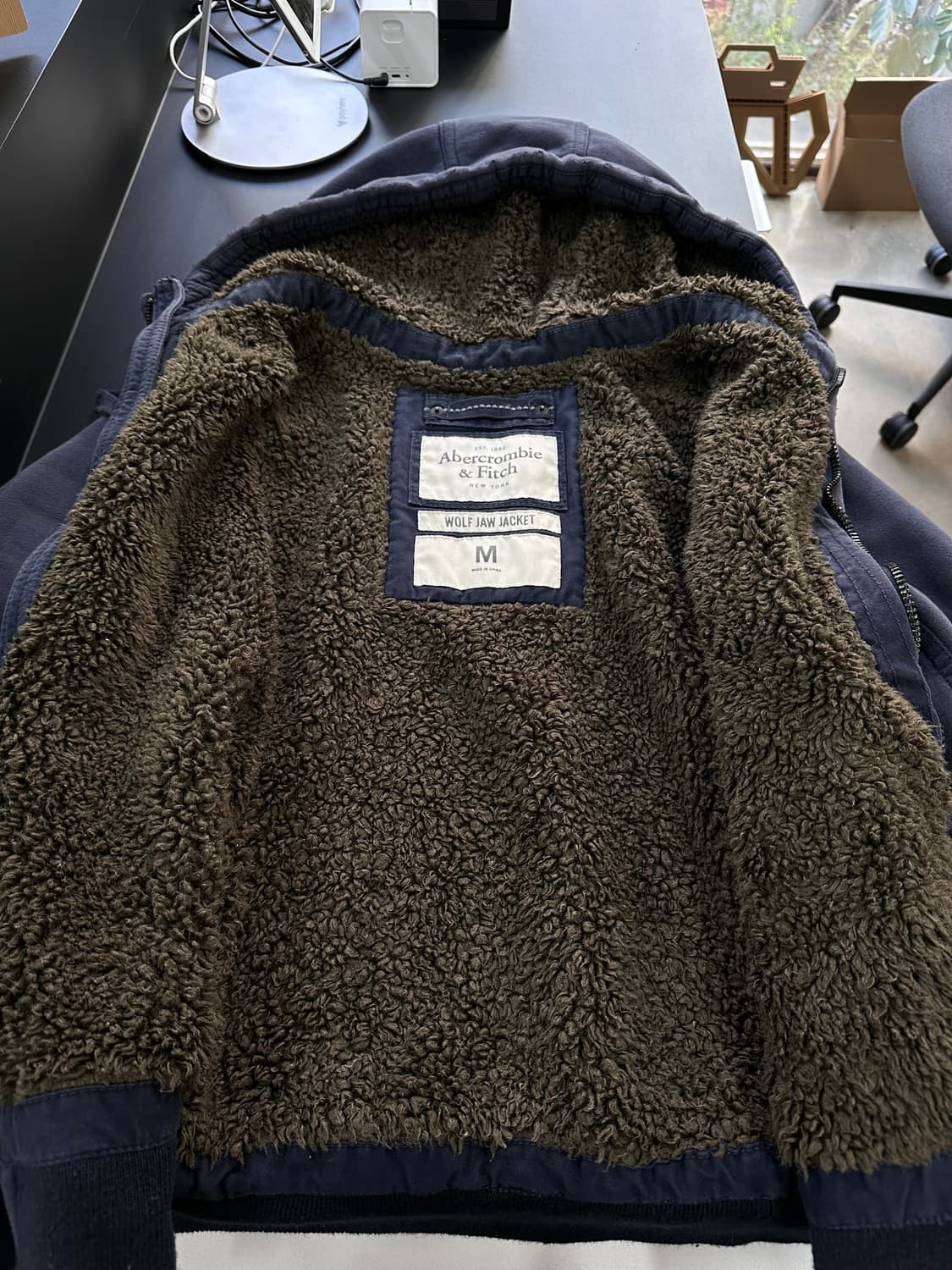 아베크롬비 울프죠 양털 후드집업자켓 네이비 상품이미지4