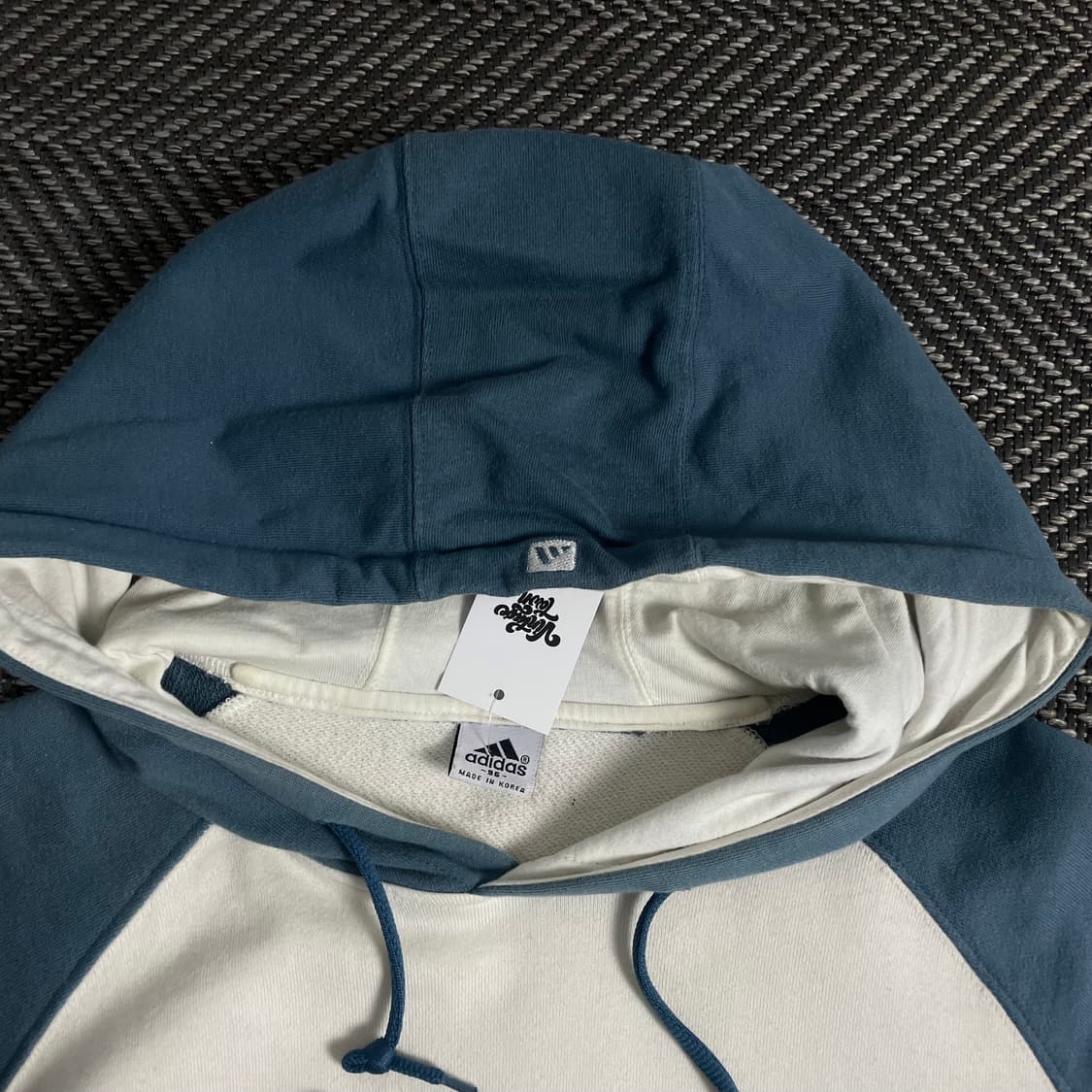 00s 아디다스 빅로고 배색 후드 티셔츠o 3436 상품이미지5