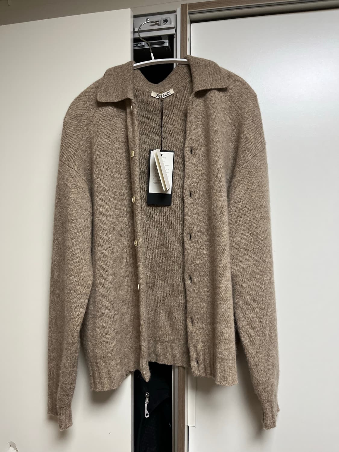 오라리 울 캐시미어 니트 가디건 탑베이지 4사이즈 상품이미지1