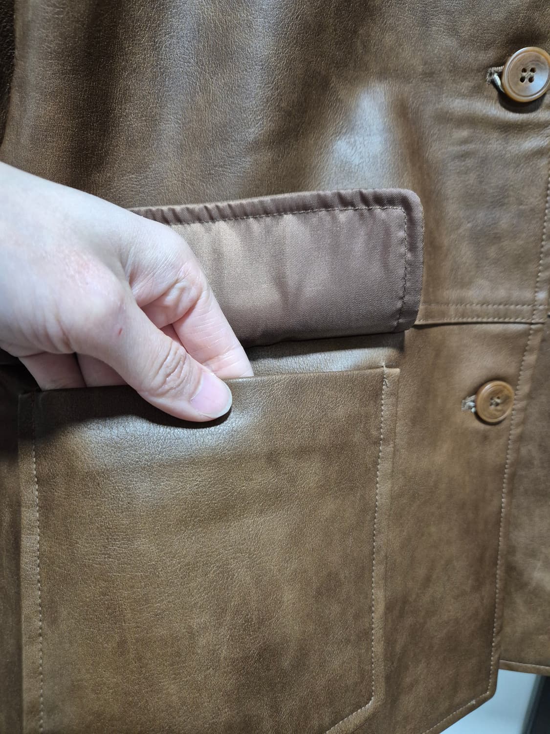 (타임세일)(새상품)Jellpe 브라운 레더 자켓 상품이미지5