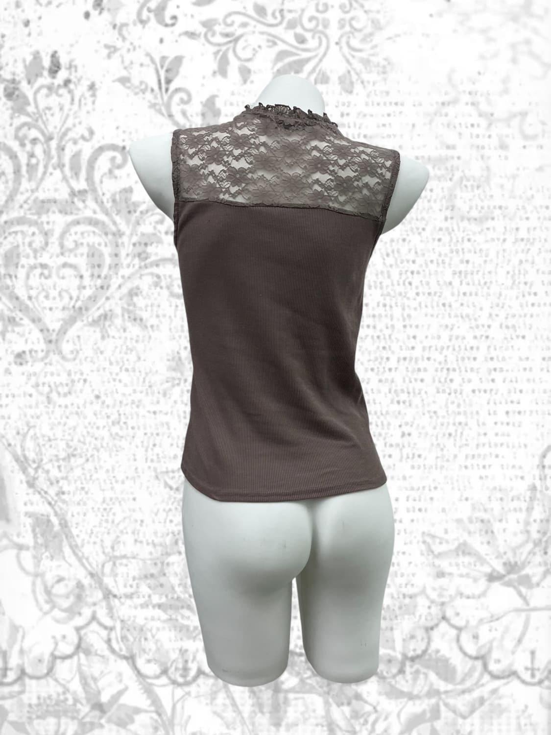 flower frill lace turtle neck sleeveless 상품이미지4