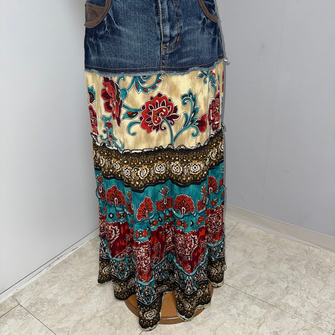 오리엔탈 히피 패치워크 데님 스커트  상품이미지2