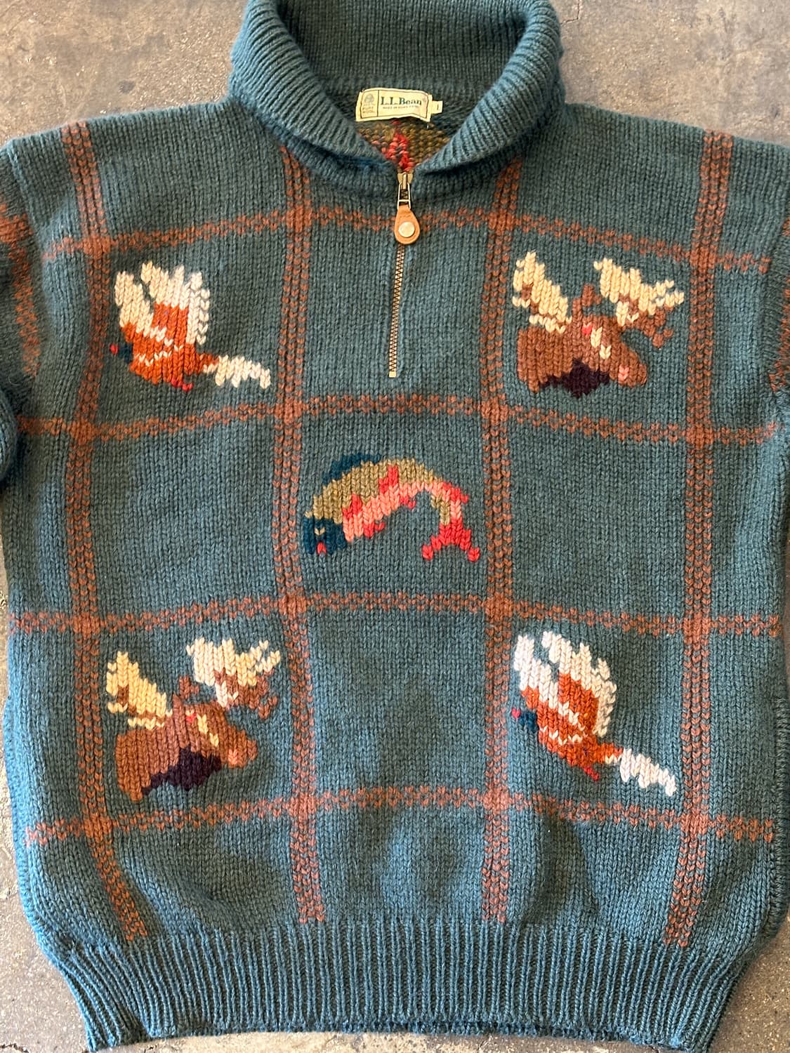 8~90s L.L.Bean 엘엘빈 하프집업 니트 스웨터 L 상품이미지5