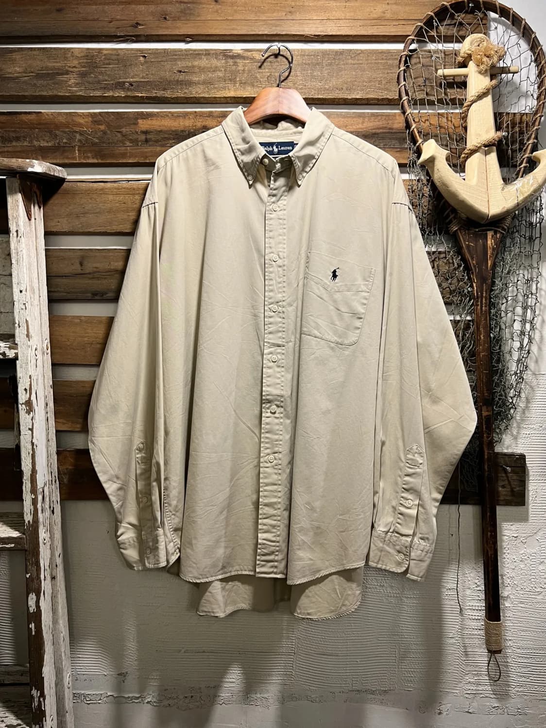 [XL]폴로 랄프로렌 BIG SHIRT 아이보리 코튼 셔츠 상품이미지1