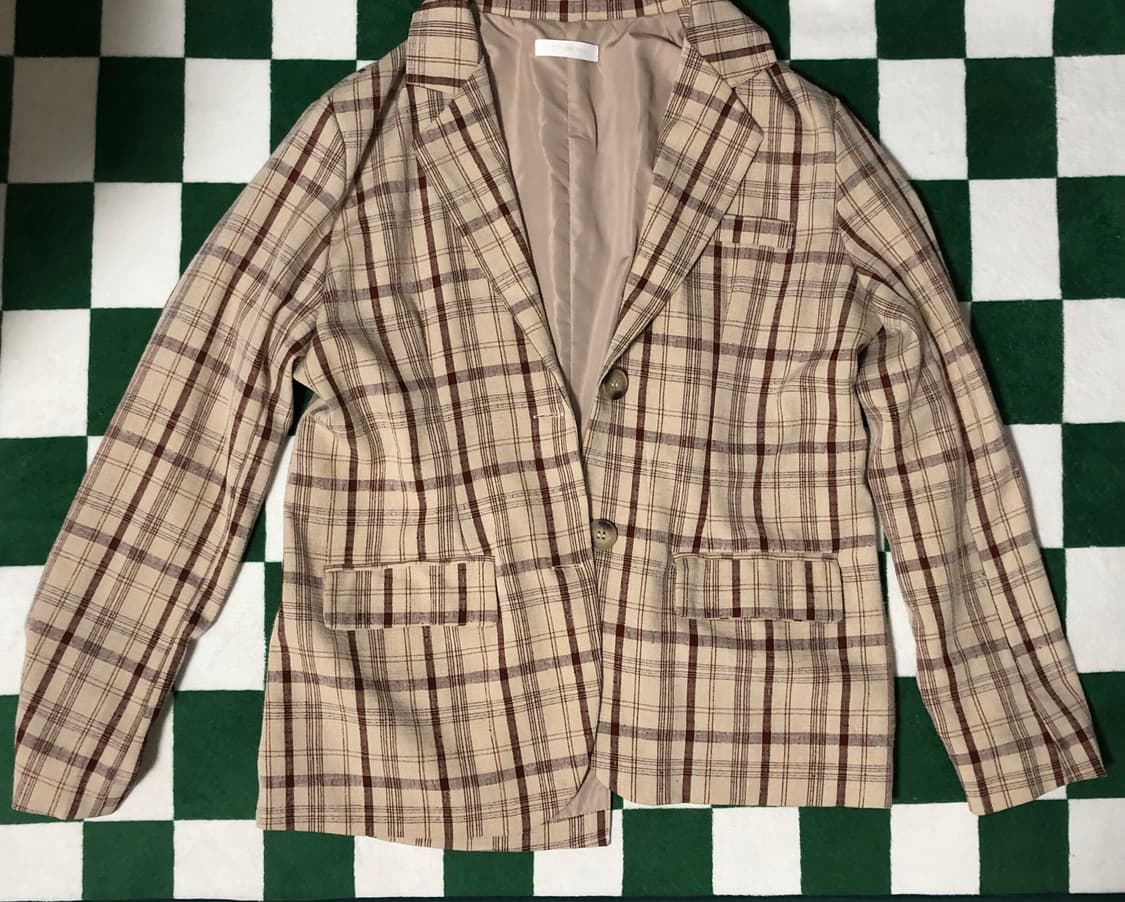 보세 빈티지 체크 무늬 자켓 상품이미지2
