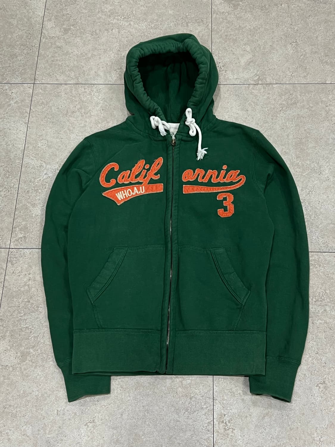 (S) 후아유 우먼스 패치로고 후드집업 그린/오렌지  상품이미지2