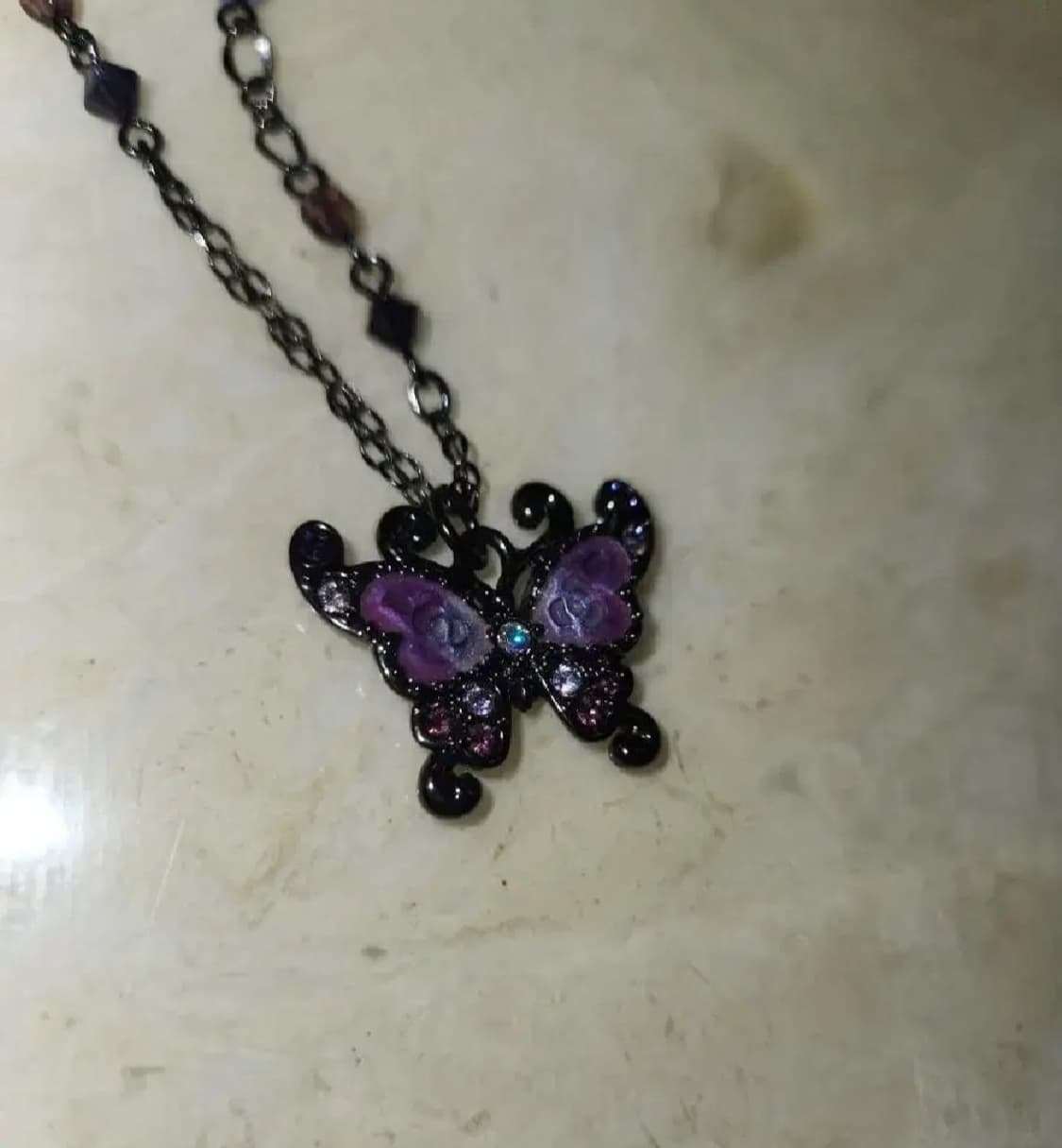 안나수이 아나수이 블랙 퍼플 나비 목걸이 상품이미지6