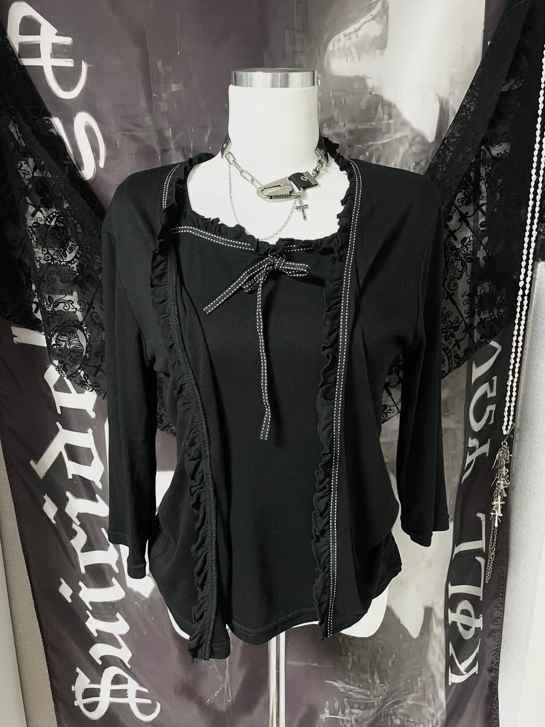 Jpn gothic top 가디건 셋업 고스페어리로걀오네갸루스즈코니혼진 상품이미지3