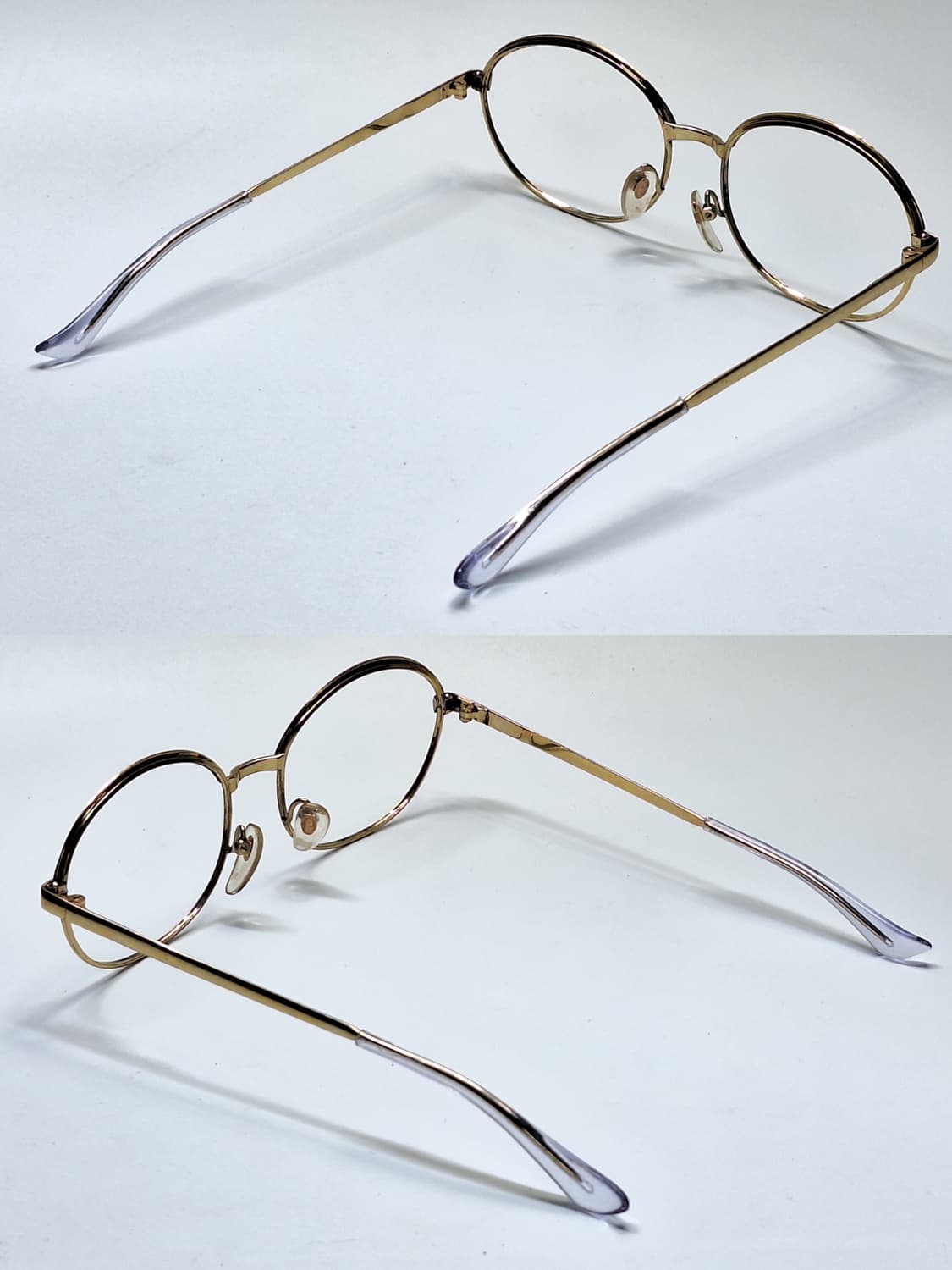 80s 일본제 빈티지 데드스톡/골드 브로우라인 포인트 안경테 133mm 상품이미지5