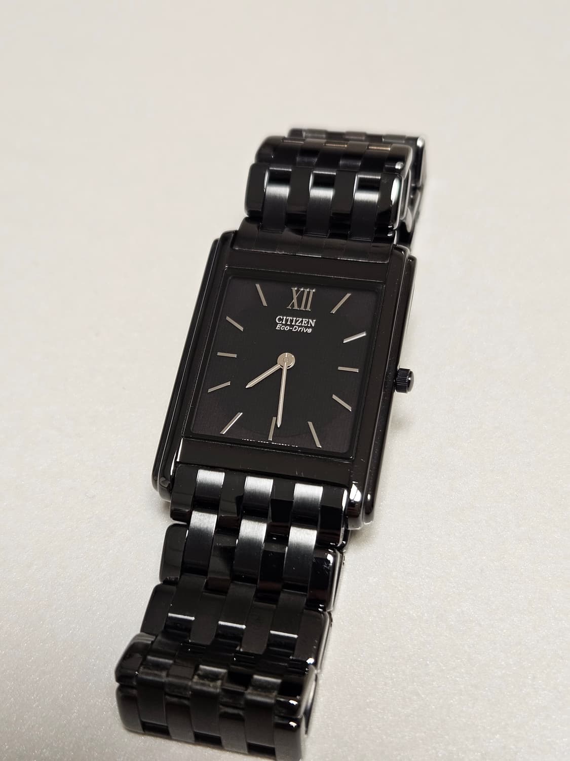 씨티즌 에코드라이브 사각 블랙 메탈 시계 상품이미지1