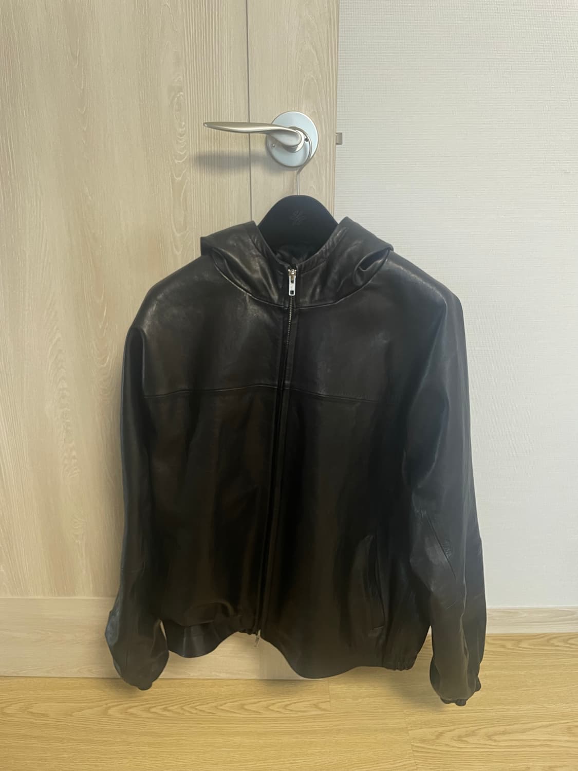 [M]유스 후디드 레더 점퍼 상품이미지1