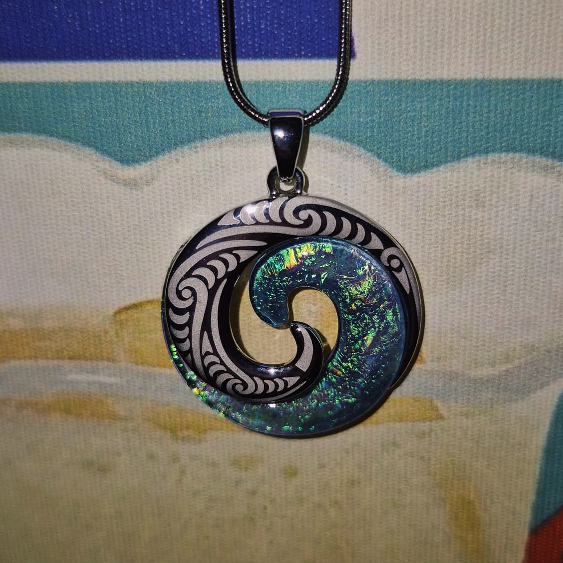 90s 뉴질랜드 파우아 자개 소용돌이 목걸이 상품이미지10