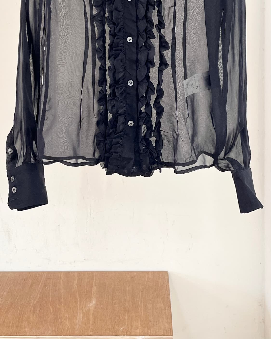 돌체 앤 가바나 블랙 실크 러플 블라우스 상품이미지5