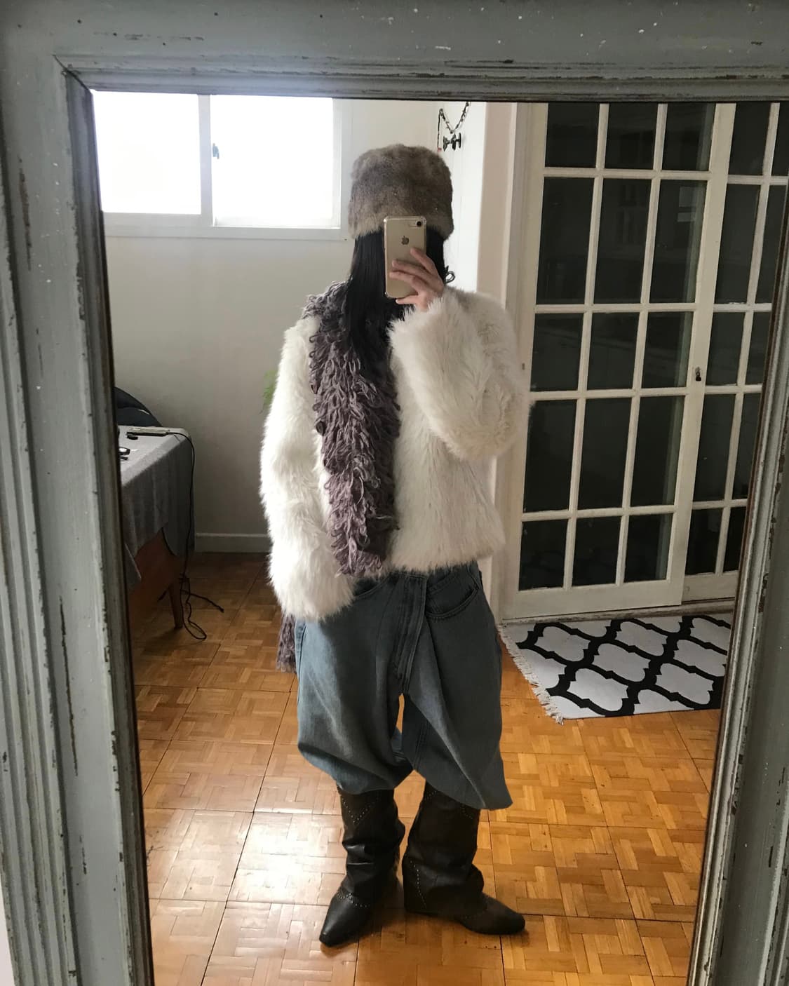 vintage white eco fur jacket 상품이미지1