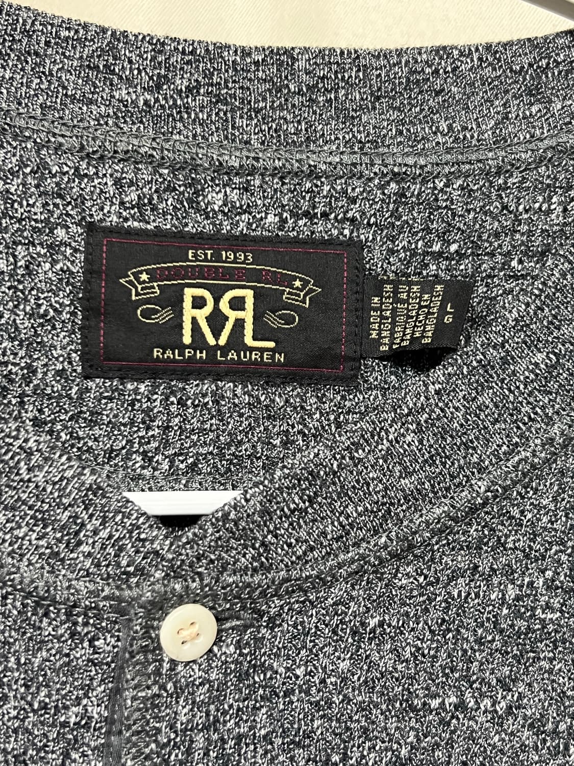 RRL 가먼트 다이 와플 니트 헨리 셔츠 L 상품이미지4