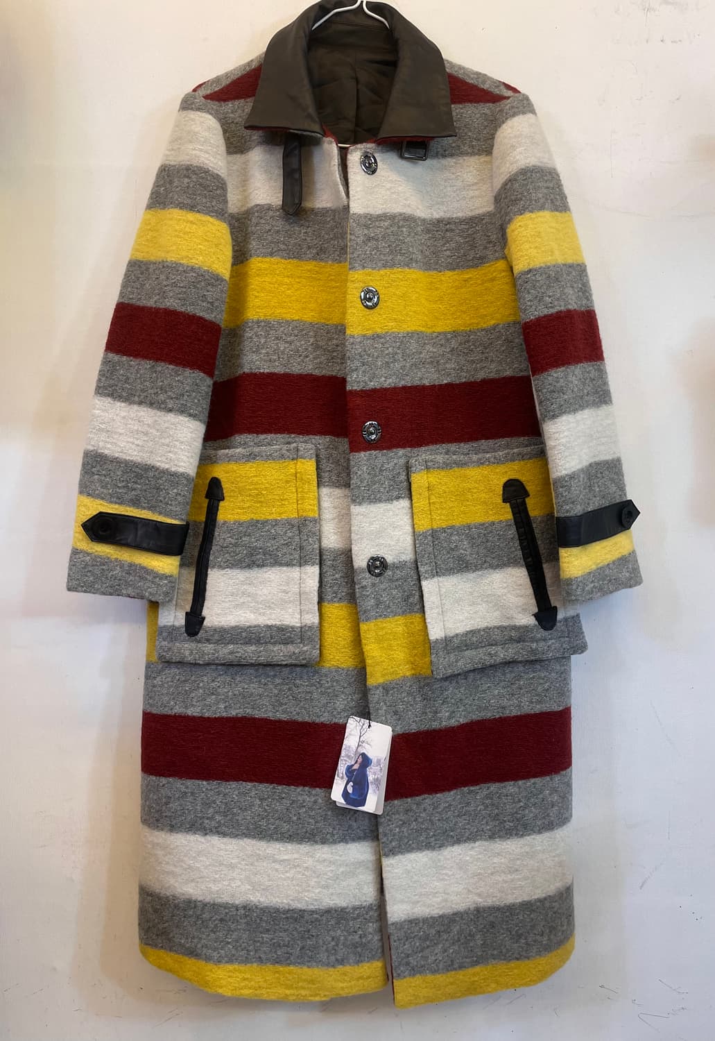 수입 스트라이프 울100%코트 새상품:) 여성모직롱코트 하객룩데이트룩 상품이미지2