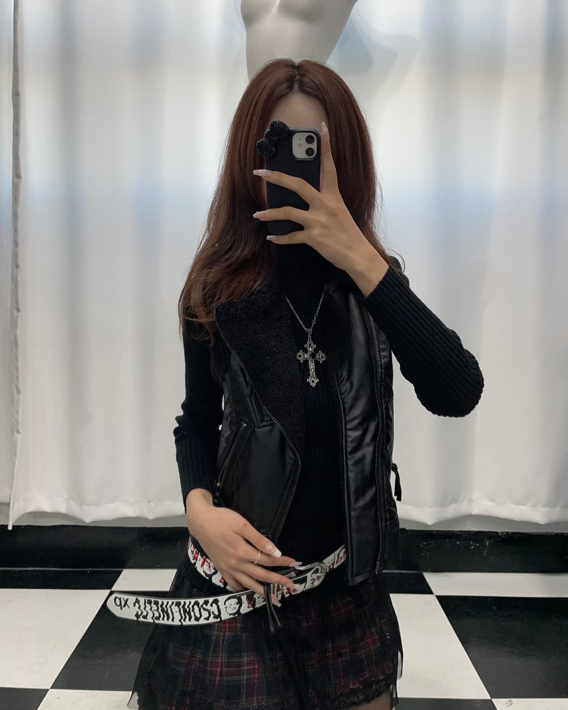 🎸블랙 퍼 레더 베스트🎸 상품이미지4