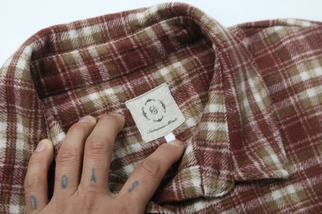 사만사 모스 Samansa Mos2 빈티지 레드 브라운 체크 플란넬 셔츠 상품이미지4