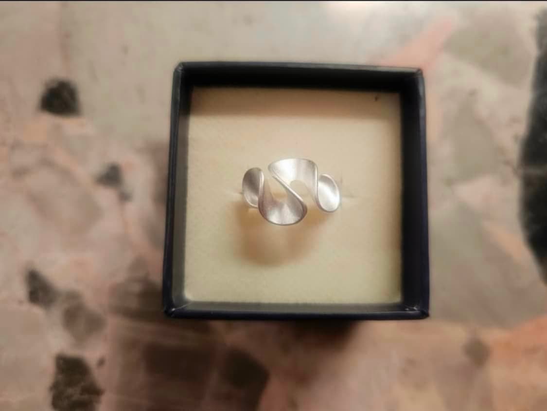 무광 실버 웨이브 오픈 링  은반지 상품이미지3