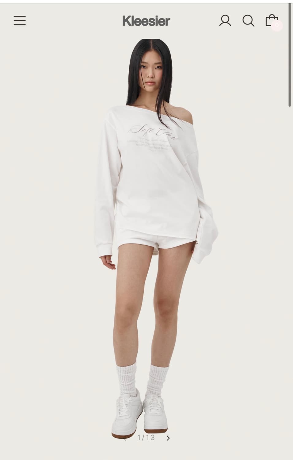 클리시어 soft club 원숄더 스웻셔츠 화이트 상품이미지1