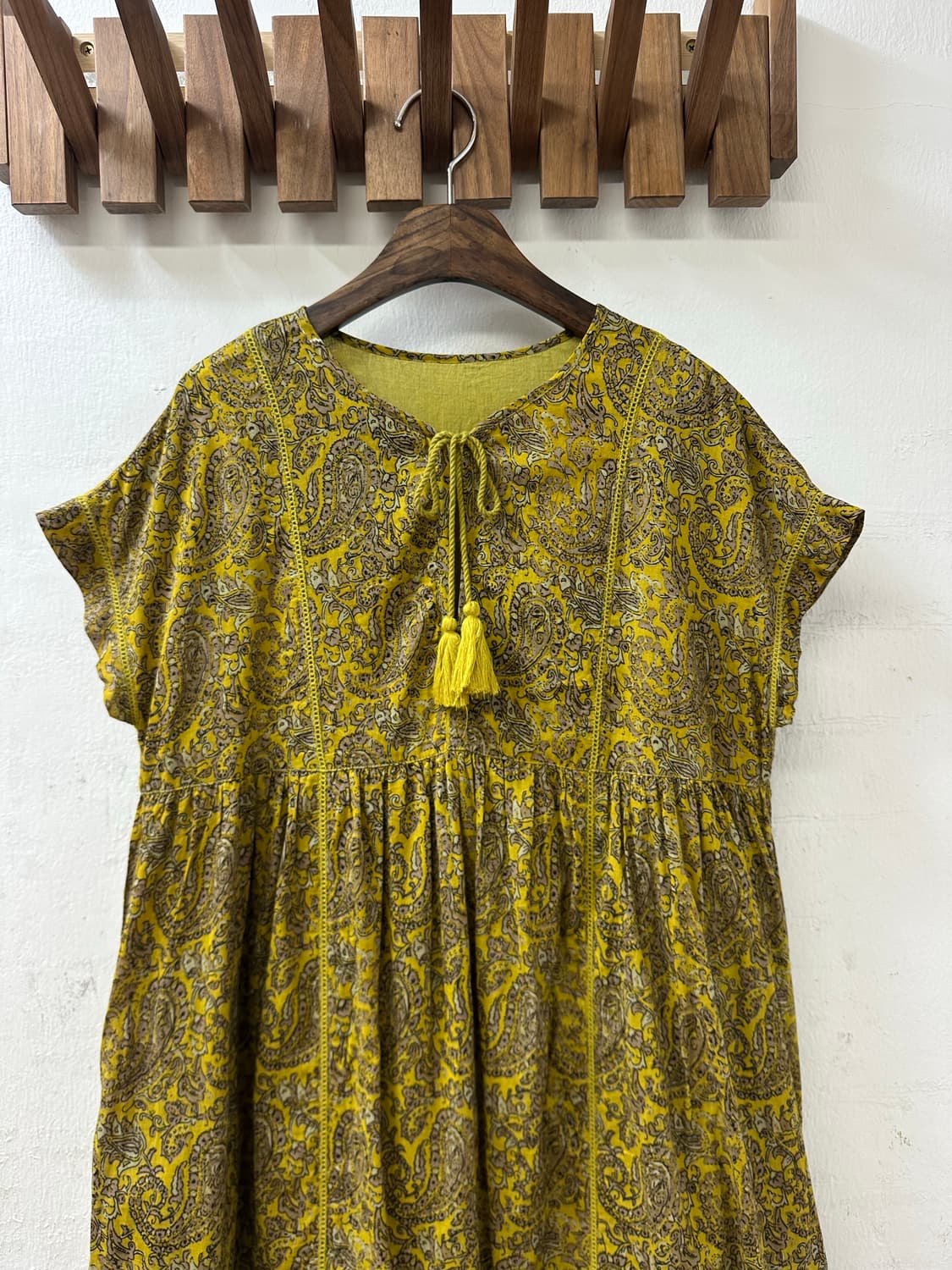 빈티지 인디아 코튼100 페이즐리 태슬 스트링 롱 원피스  상품이미지2