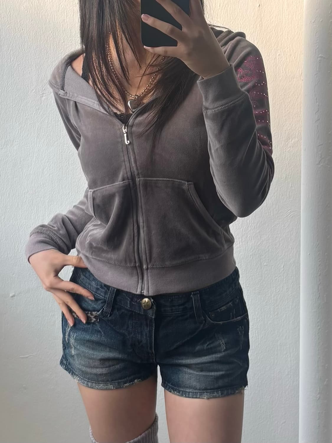 Juicy Couture Velvet Cubic Hood Zip-Up 상품이미지2