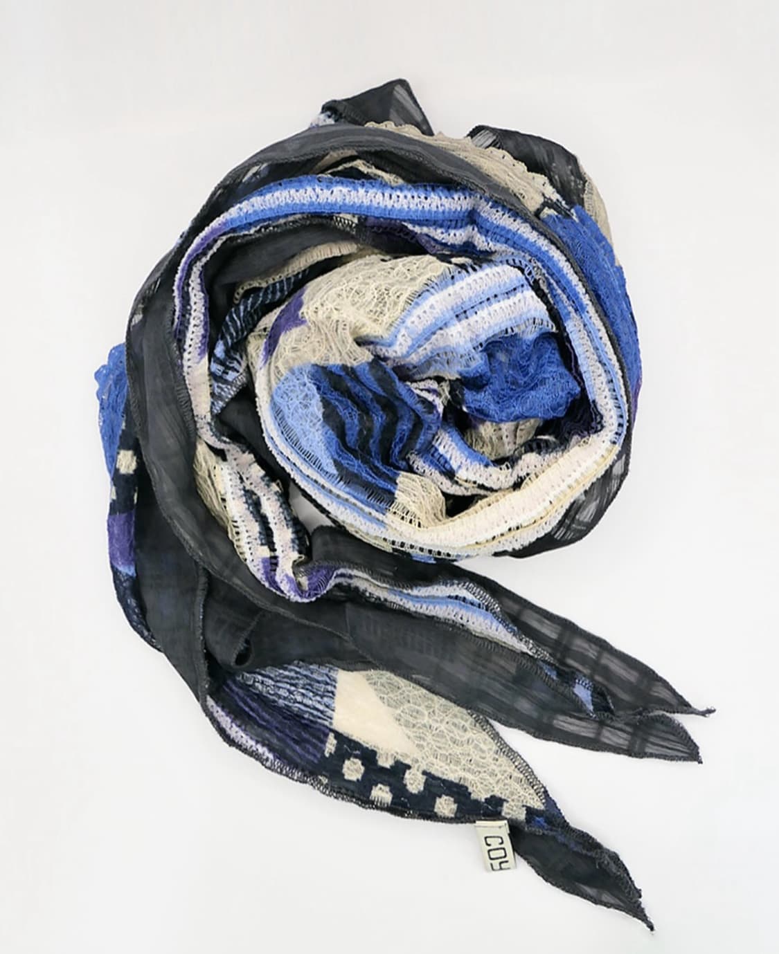 패치워크 스카프 블루 상품이미지1