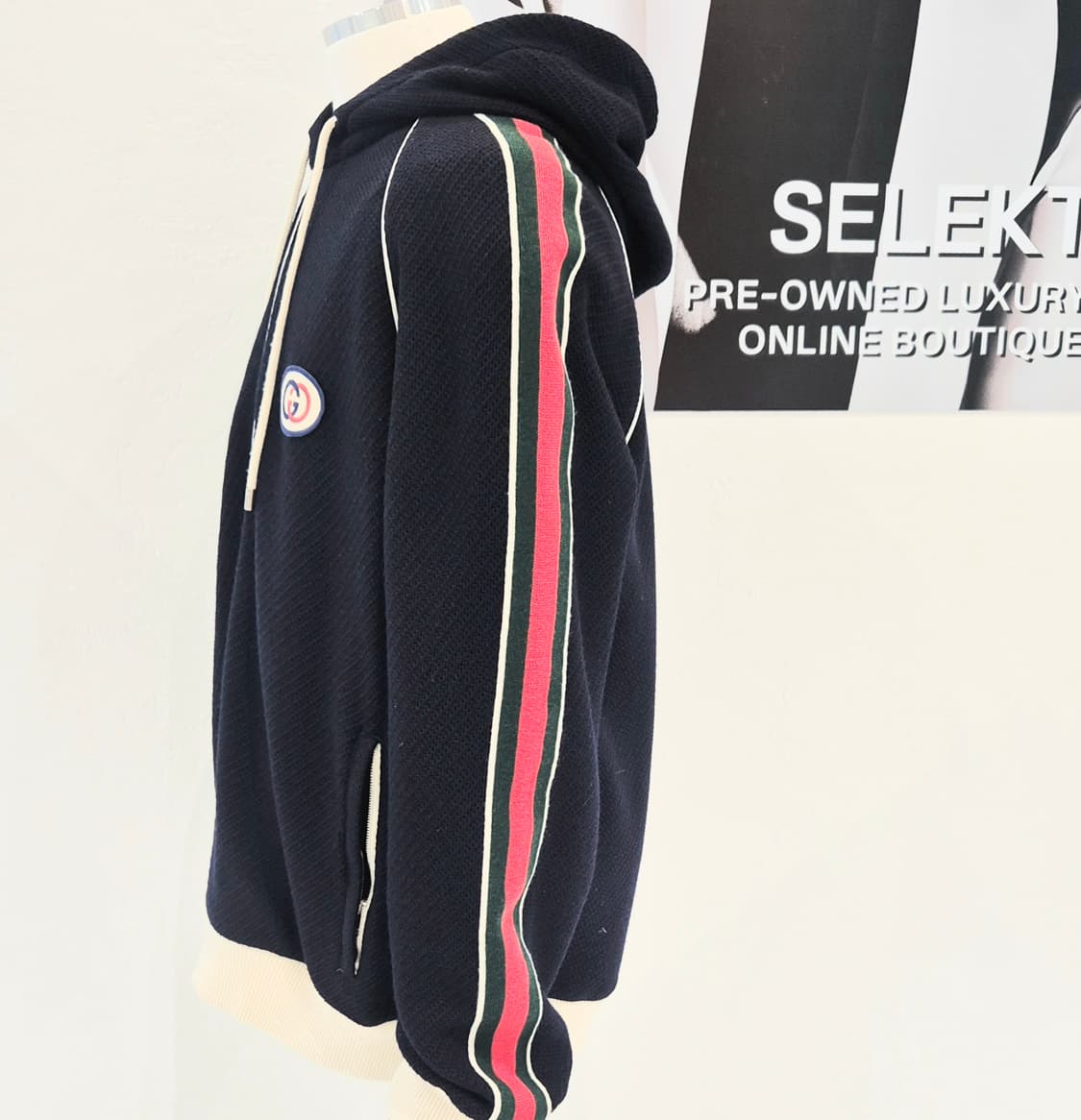 구찌 GG 웹 스트라이프 후드 집업 가디건 상품이미지3