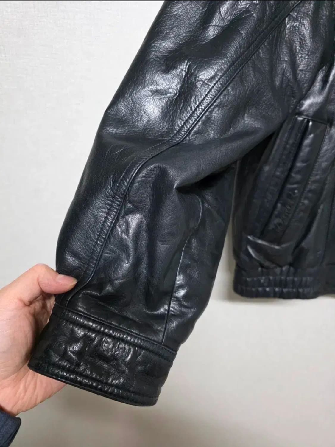 mankind 블랙 가죽 블루종 자켓 사이즈 95  상태좋아요 상품이미지2