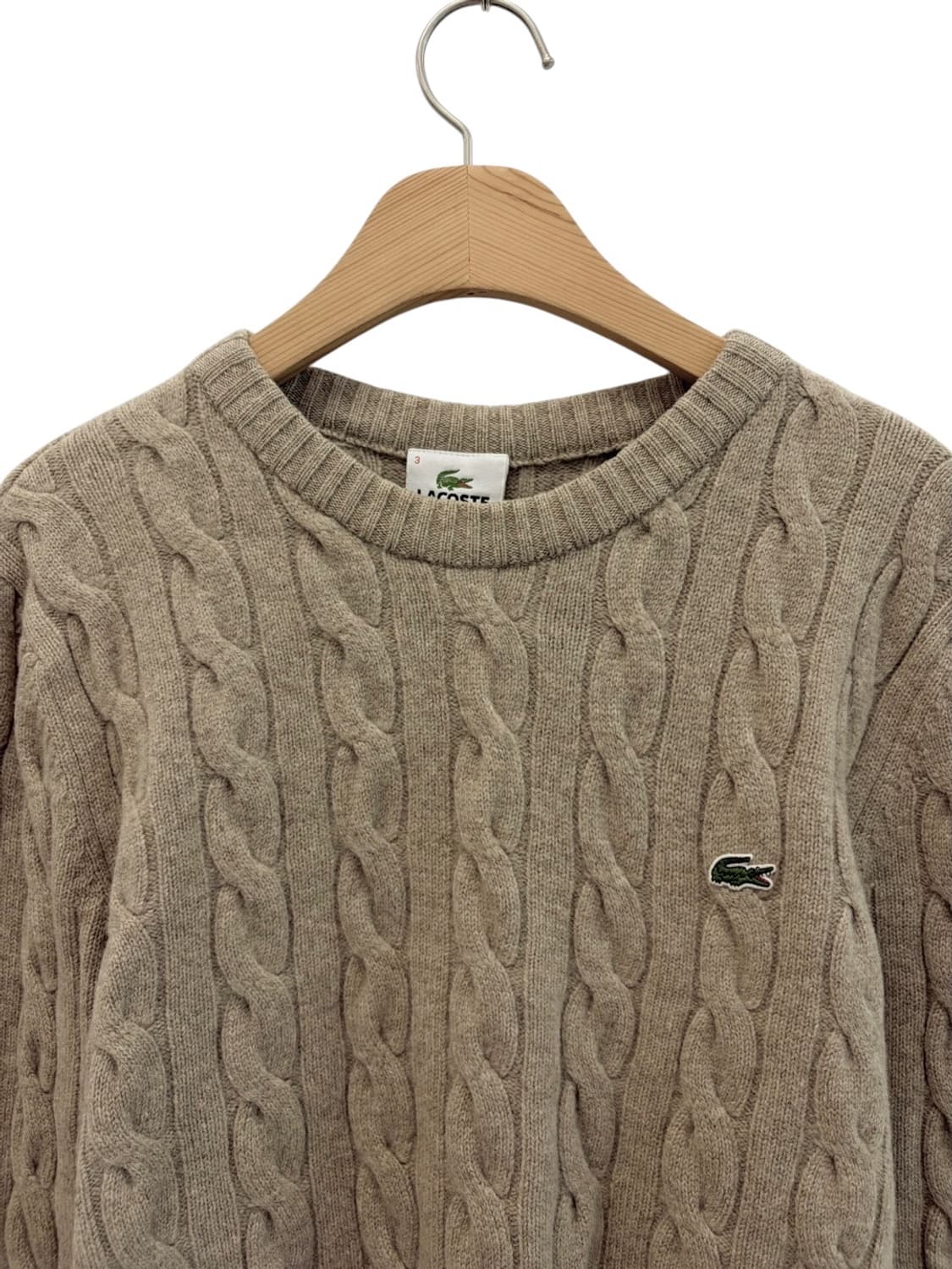 라코스테 꽈배기 니트 베이지 (여성M) 상품이미지2