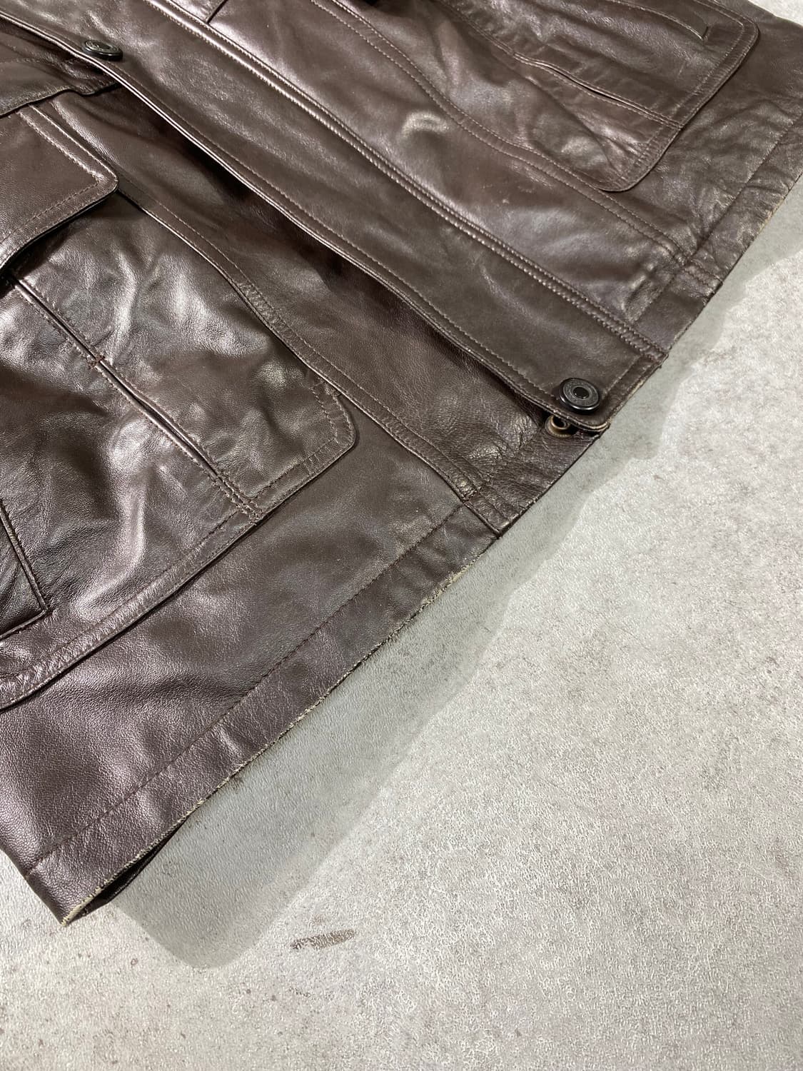 [105] 90s SCALA Paris 브라운 양가죽 레더 코트 상품이미지8