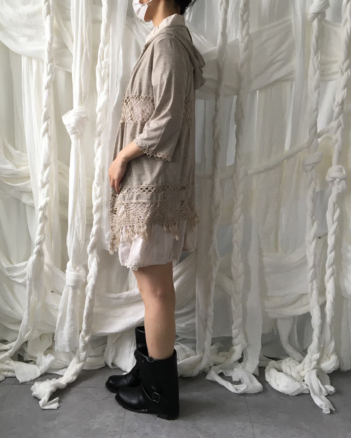 Fringe crochet layer hood open caridgan 상품이미지7