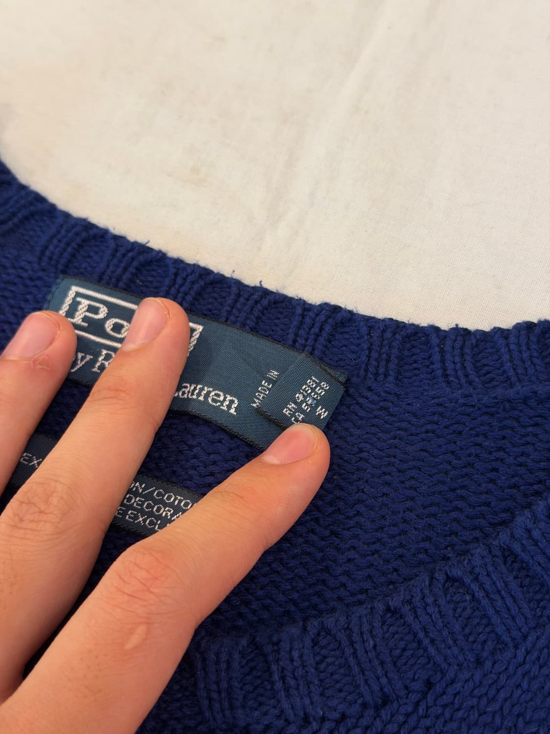 폴로 랄프로렌 라운드넥 코튼 니트 네이비 블루 상품이미지3