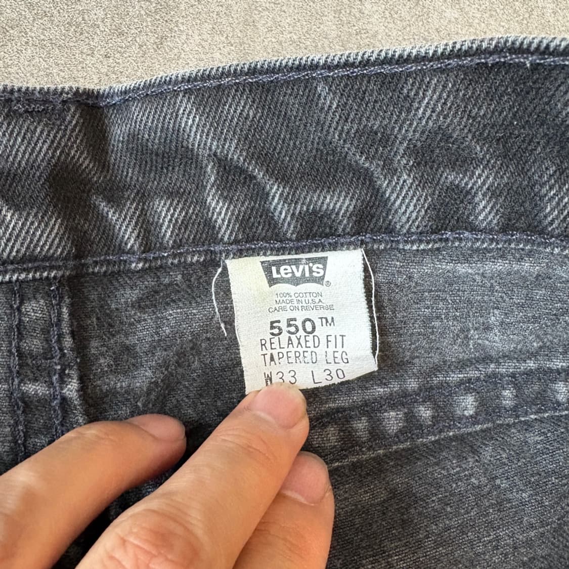 95년 미국 생산 리바이스 550 데님 오렌지탭 블랙 팬츠 상품이미지4