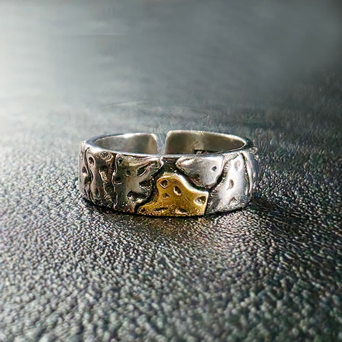 Mend 실버 남자 엔틱 빈티지 명품 크랙 균열 러프 반지 상품이미지1