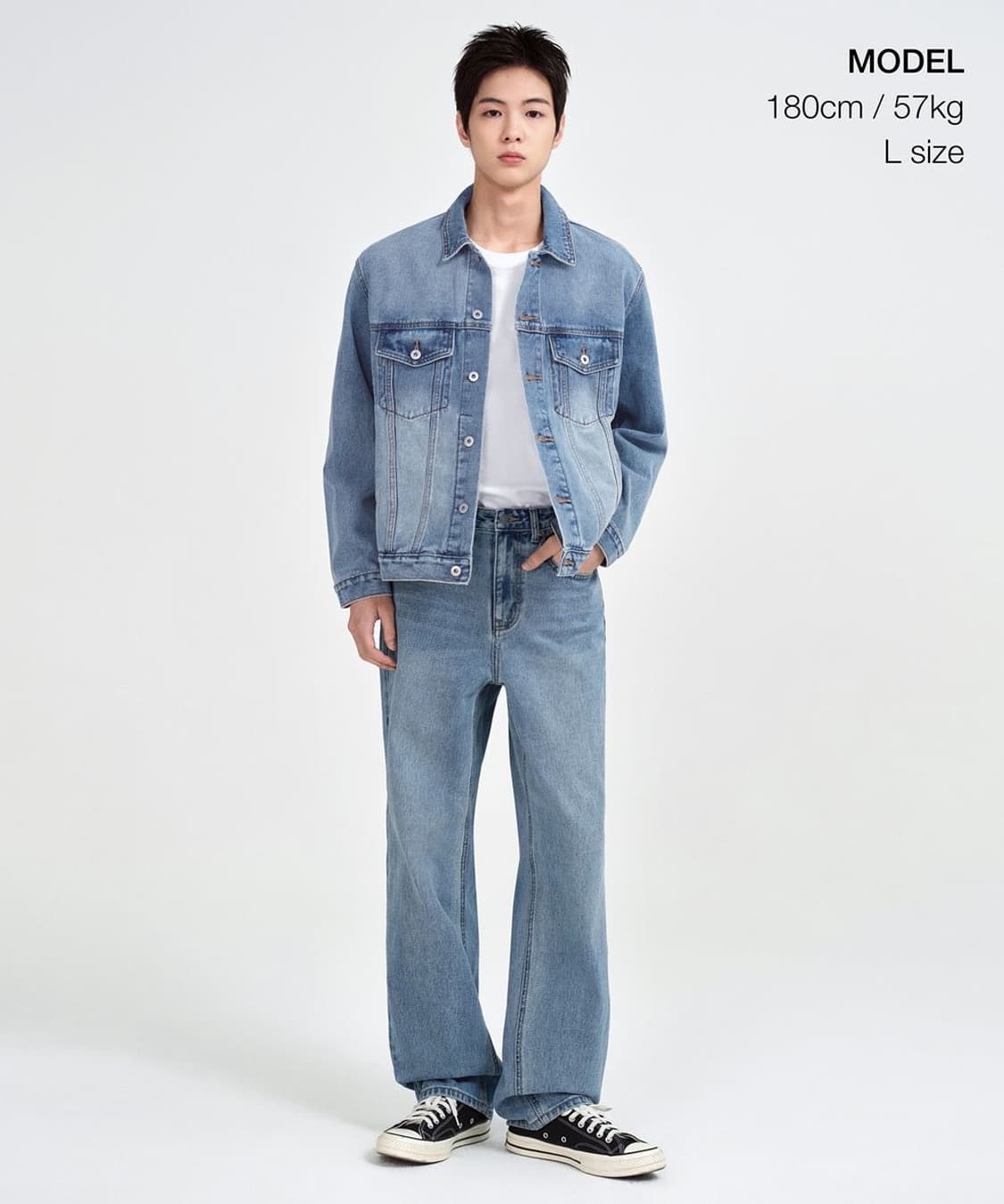 무신사스탠다드 무탠 릴렉스드 트러커 데님자켓 라이트 인디고 2XL 상품이미지2