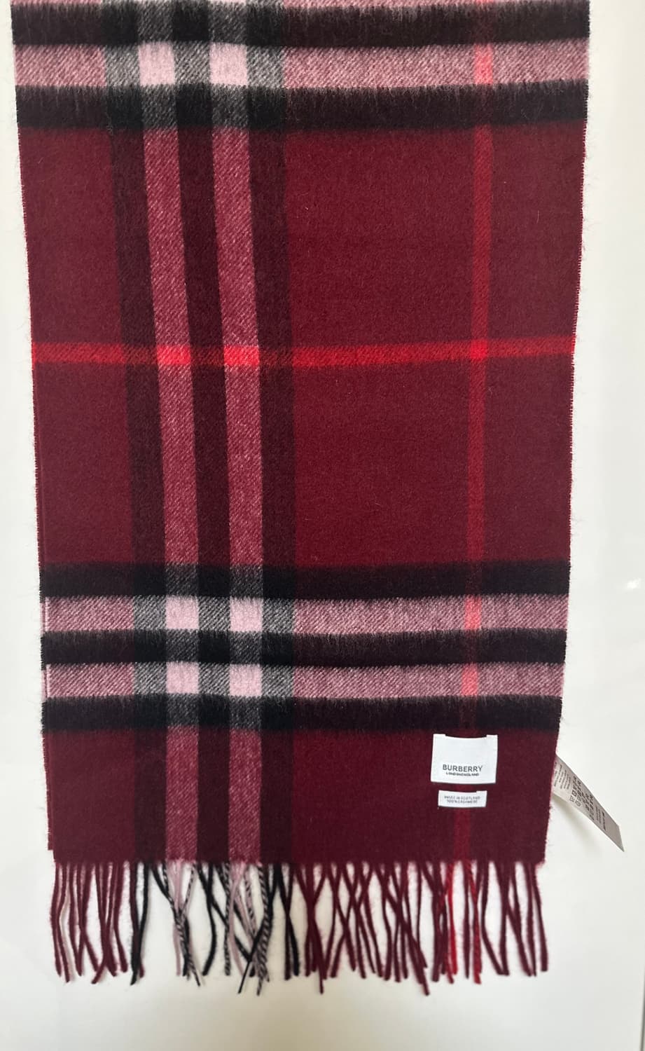 버버리 체크 캐시미어머플러 와인색 남여공용 상품이미지3