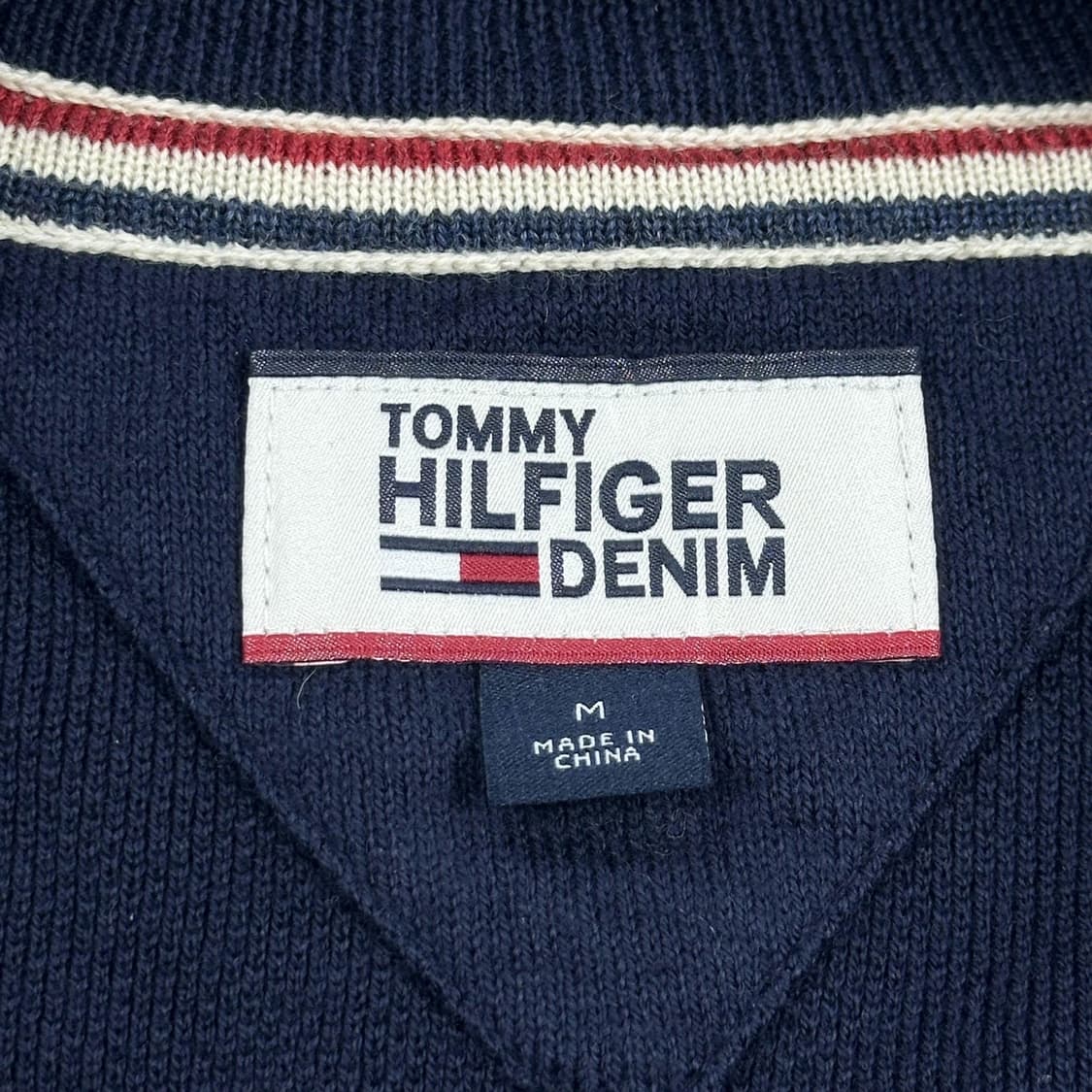 타미힐피거 플래그 배색 반집업 니트 (실측 XL) 상품이미지5