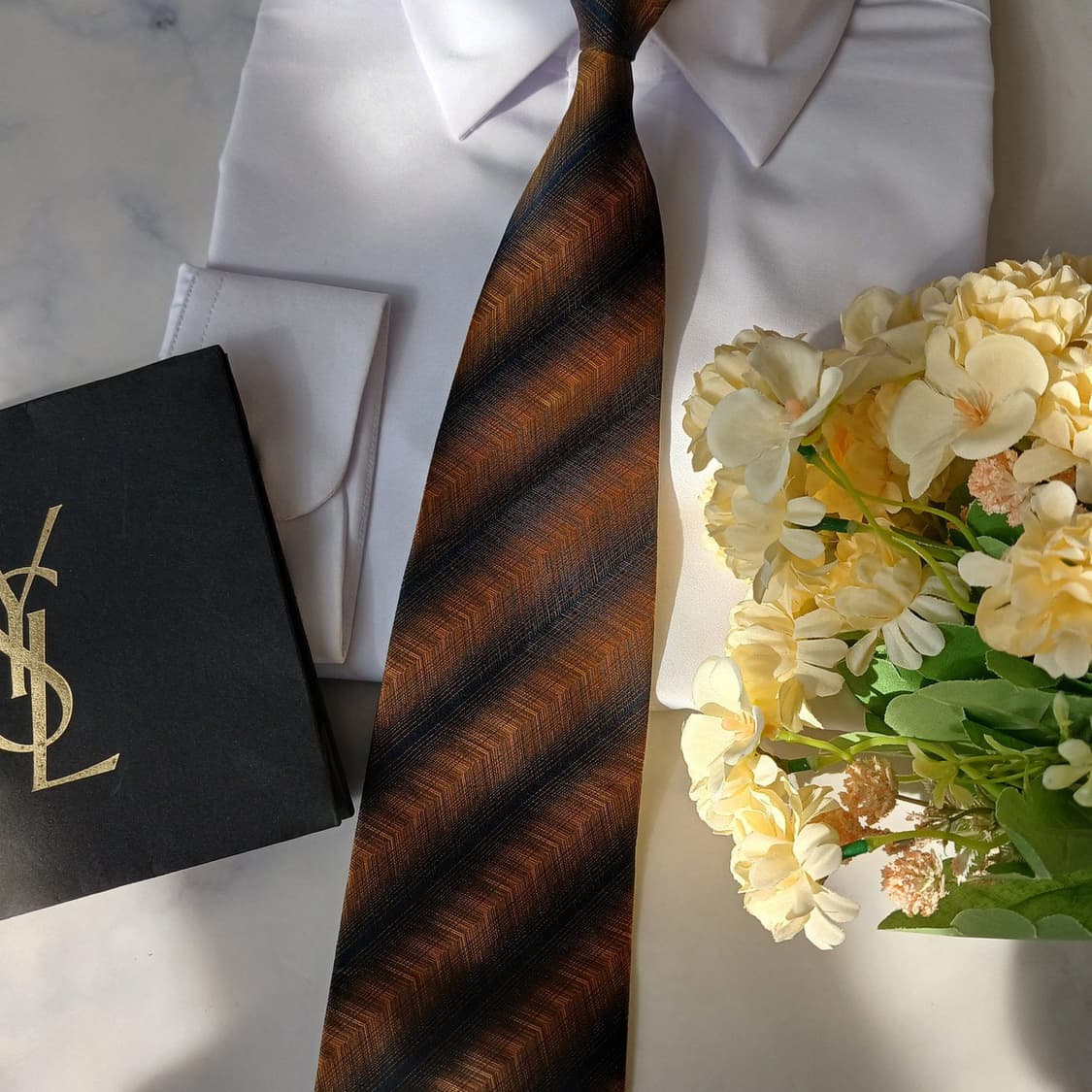 입생로랑 실크 헤링본 스트라이프 넥타이 9.7cm A+등급 a19714 상품이미지7