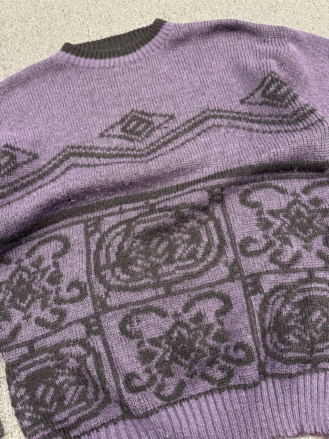 OS)Japanese vintage 패턴 퍼플 니트 (핀홀) 상품이미지2